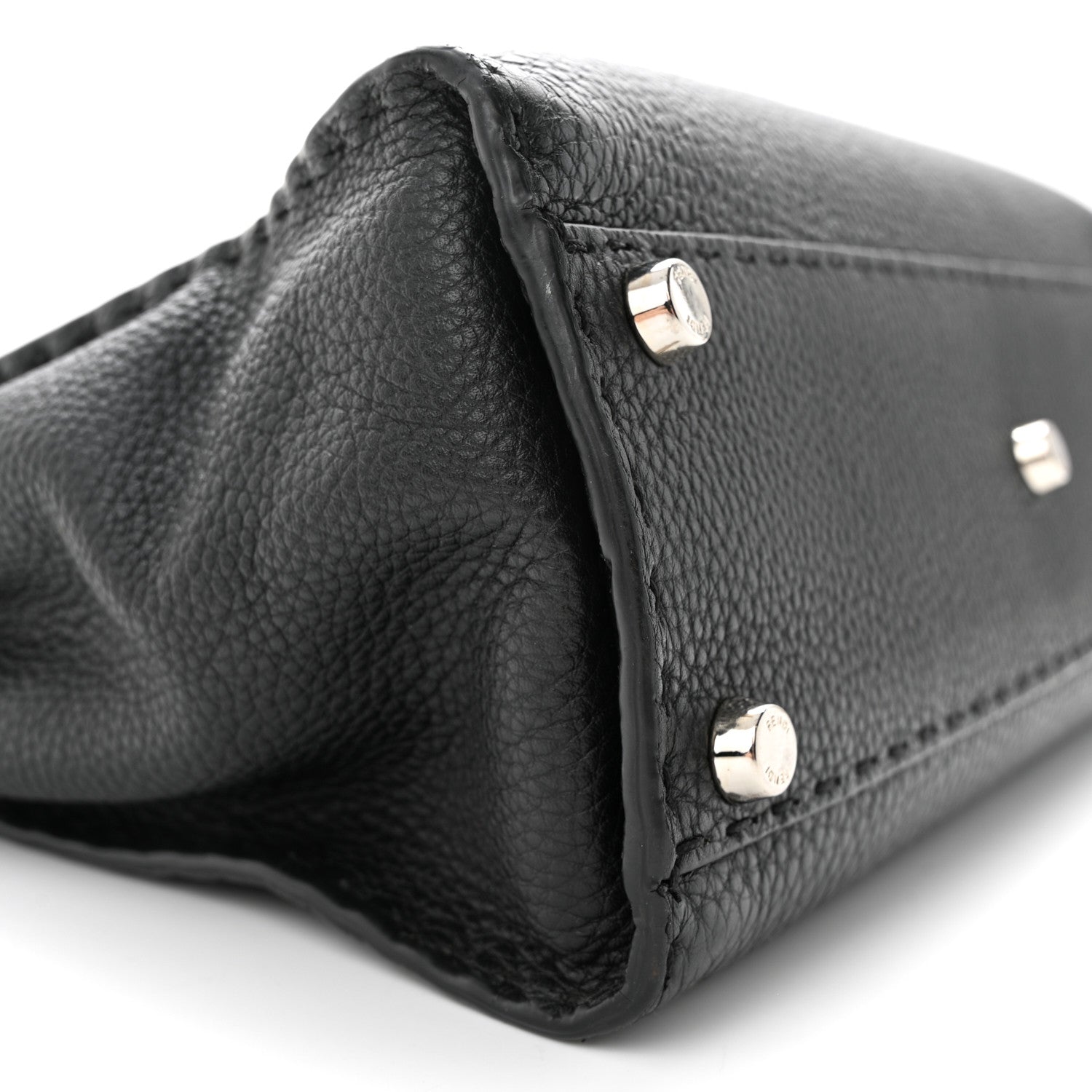 Fendi Cuoio Romano Selleria Bi-Color Medium Peekaboo Iconic Satchel Black Mou 9 of 14