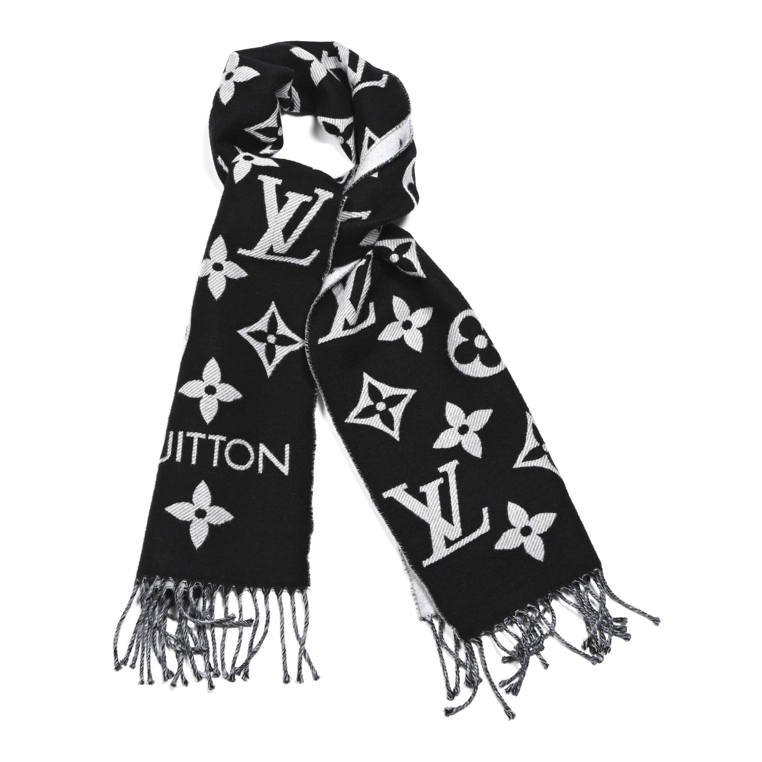 Louis Vuitton Wool Monogram LV Essential Scarf Black 1 of 3