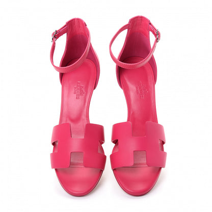 Hermes Calfskin Legend Wedge Sandals 37 Pink 5 of 11
