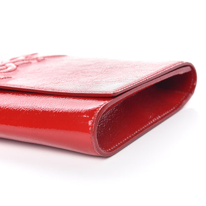 Saint Laurent Textured Patent Monogram Large Belle De Jour Clutch Red 9 of 9