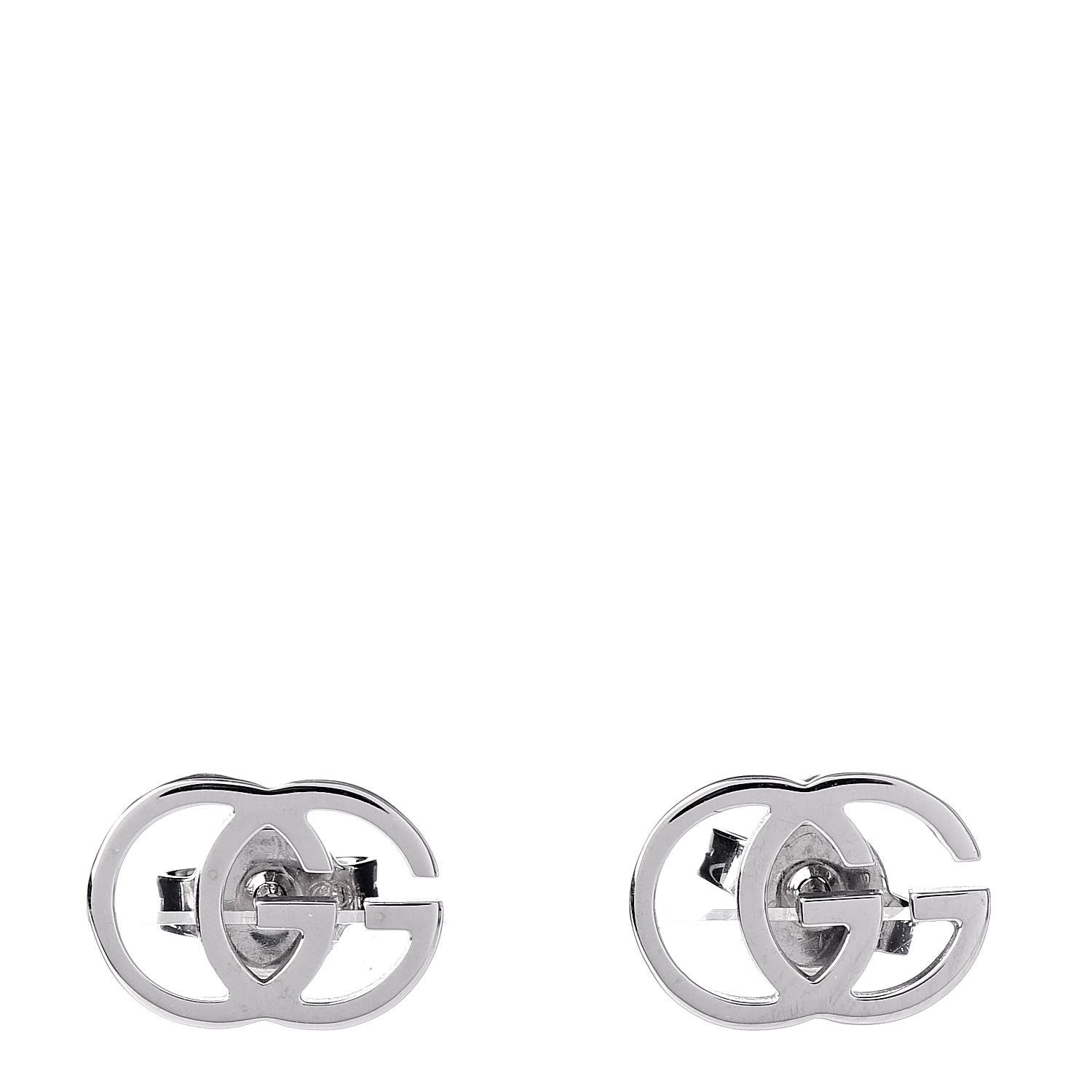 Gucci 18K White Gold GG Tissue Stud Earrings 1 of 4
