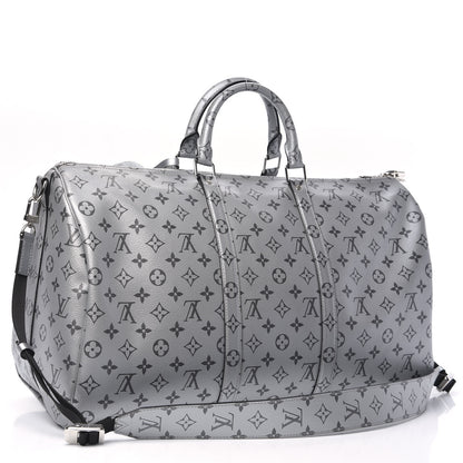 Louis Vuitton Metallic Monogram Keepall Bandouliere 50 Silver 2 of 7