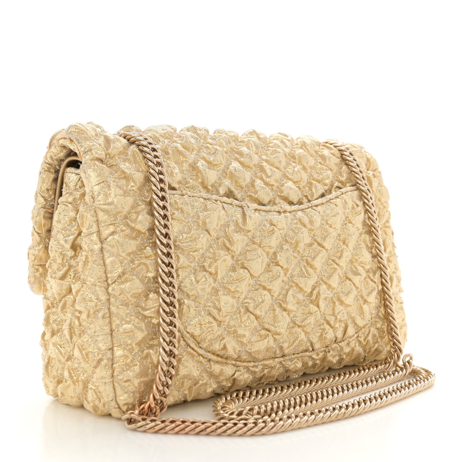 Chanel Metallic Lame Quilted Small Double Flap Gold 3 of 12