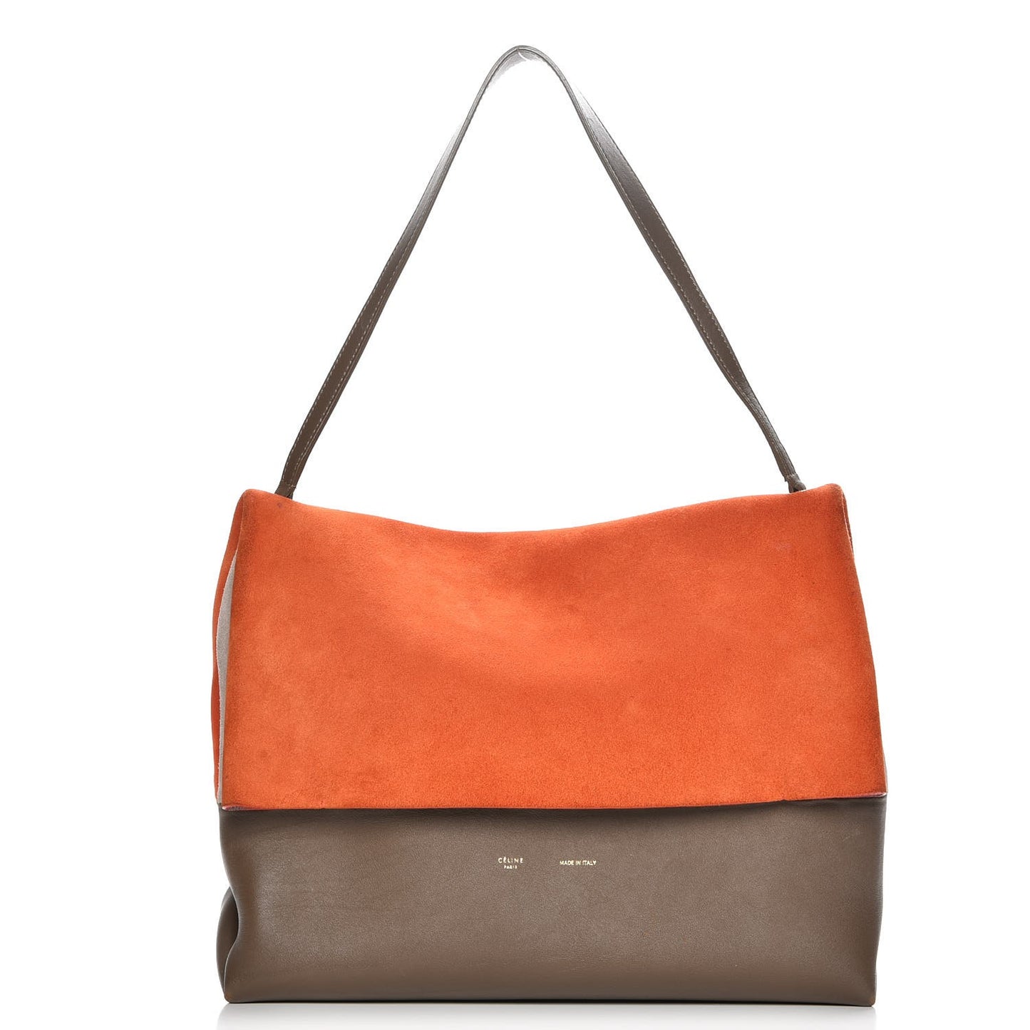 Calfskin Suede All Soft Shoulder Bag Bright Orange Cement Olive