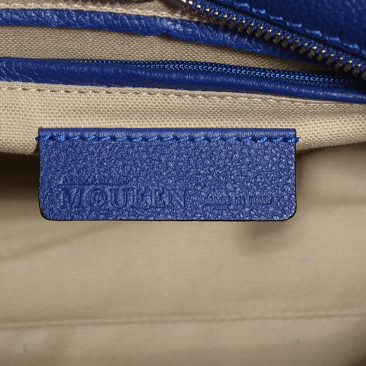 Alexander McQueen Pebbled Calfskin Small Skull Padlock Zip Around Tote Ultramarine 6 of 7