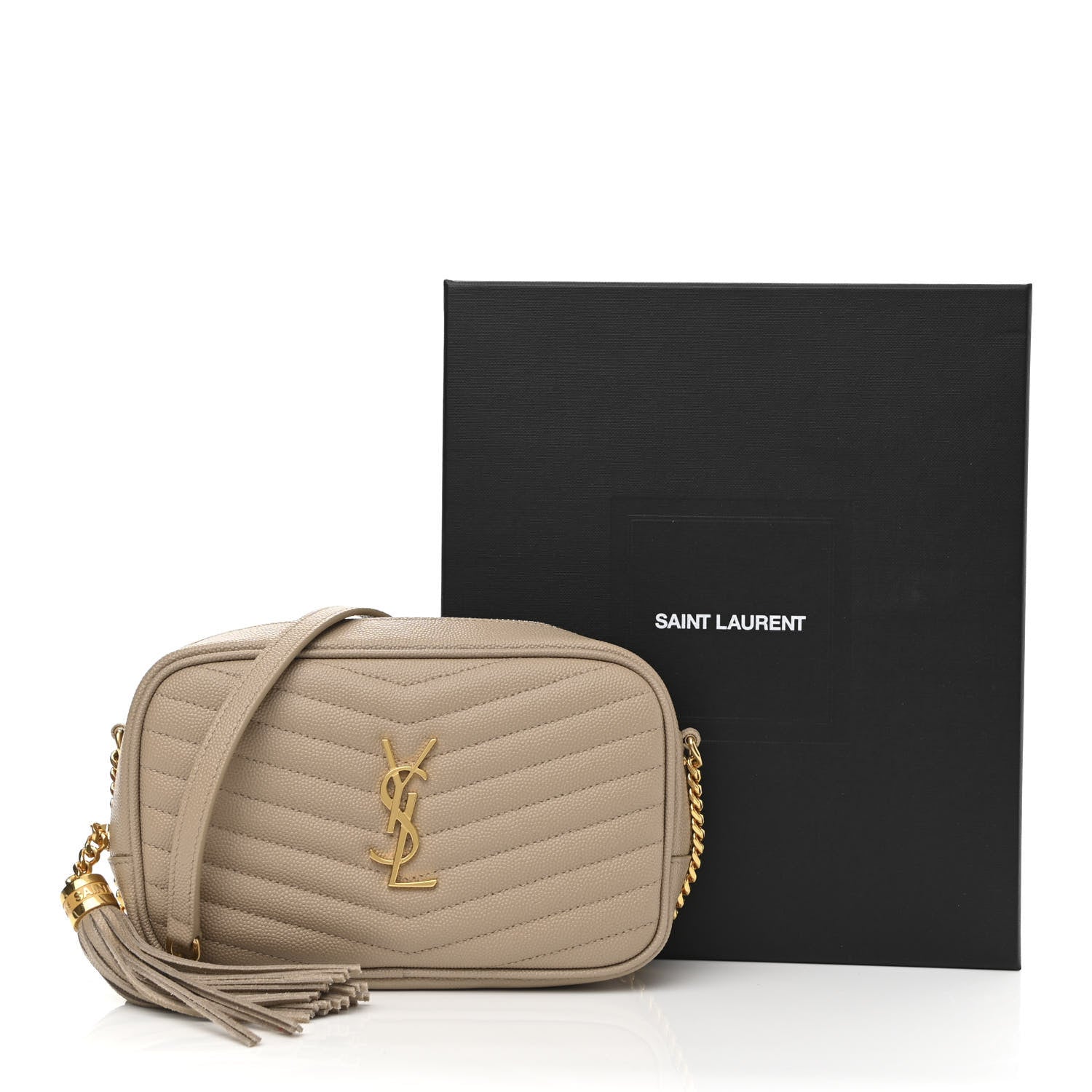 Saint Laurent Grain De Poudre Matelasse Monogram Mini Lou Camera Bag Dark Beige 11 of 11