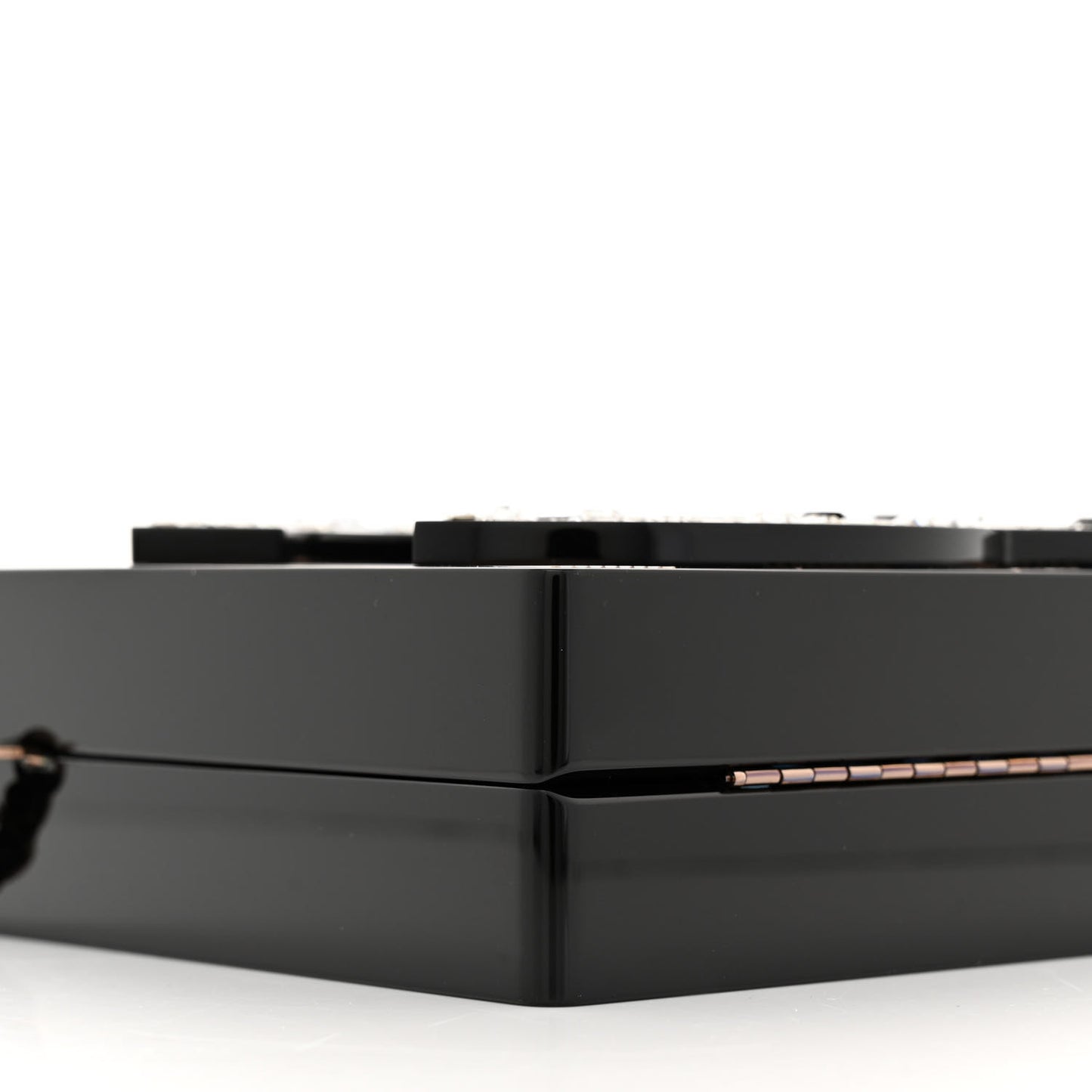 Plexiglass Crystal CC Minaudiere Clutch Black Copper