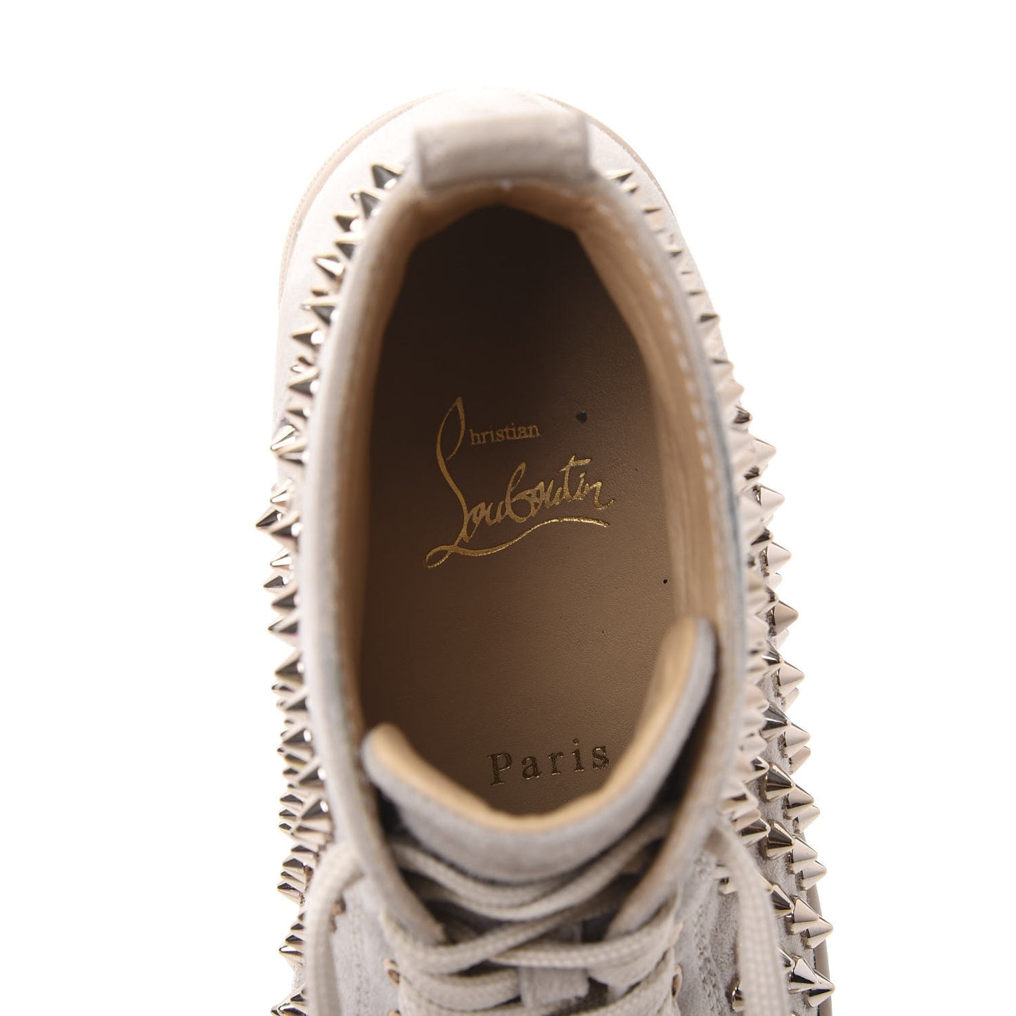 Veau Velours Womens Louis Spikes Flat Sneakers 36 Colombe