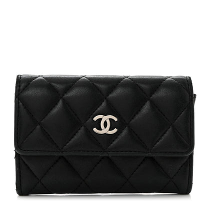 Chanel Lambskin Quilted Flap Card Holder Wallet Black 1 of 8