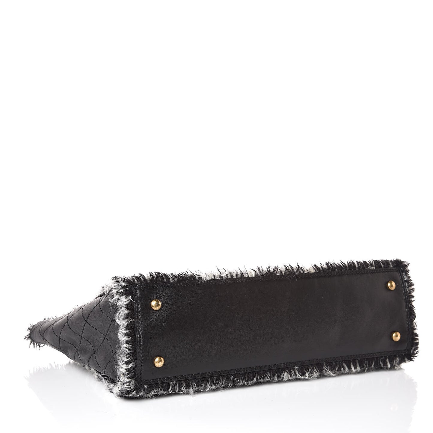 Tweed Calfskin Tweedy Shopping Tote Black
