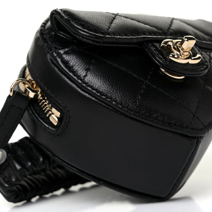 Chanel Lambskin Quilted CC In Love Heart Zipped Arm Coin Purse Black 7 of 9