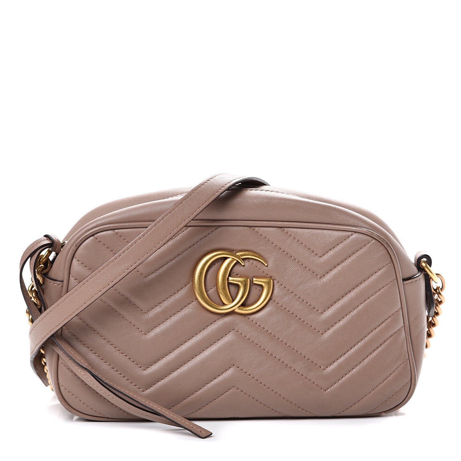 Gucci Calfskin Matelasse Small GG Marmont Chain Shoulder Bag Porcelain Rose 1 of 17