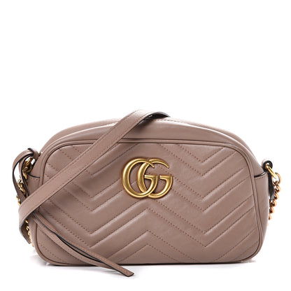 Gucci Calfskin Matelasse Small GG Marmont Chain Shoulder Bag Porcelain Rose 1 of 17