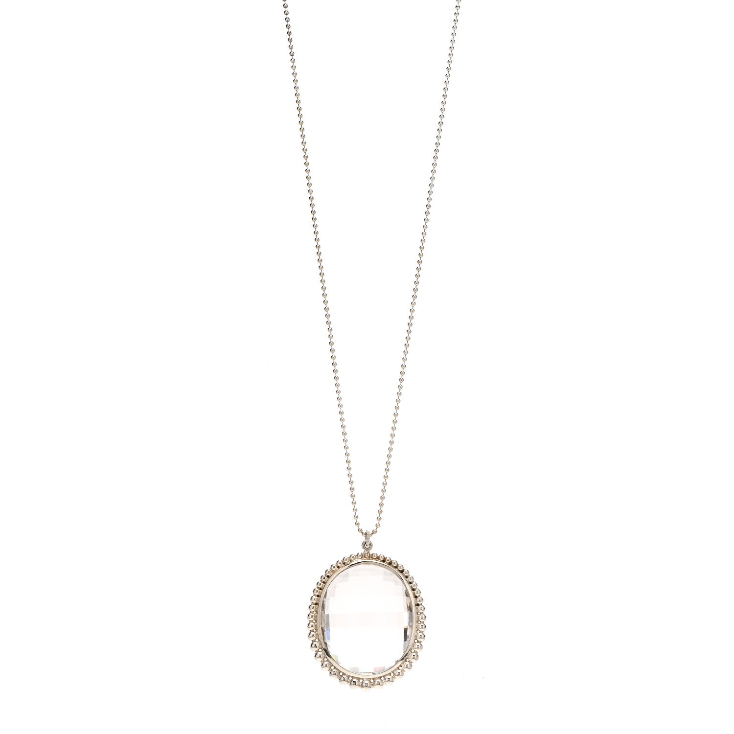 Tiffany Sterling Silver Rock Crystal Ziegfeld Oval Pendant Necklace 1 of 5