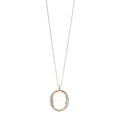 Tiffany Sterling Silver Rock Crystal Ziegfeld Oval Pendant Necklace 1 of 5
