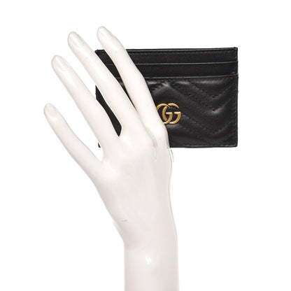 Gucci Calfskin Matelasse GG Marmont Card Holder Black 2 of 7