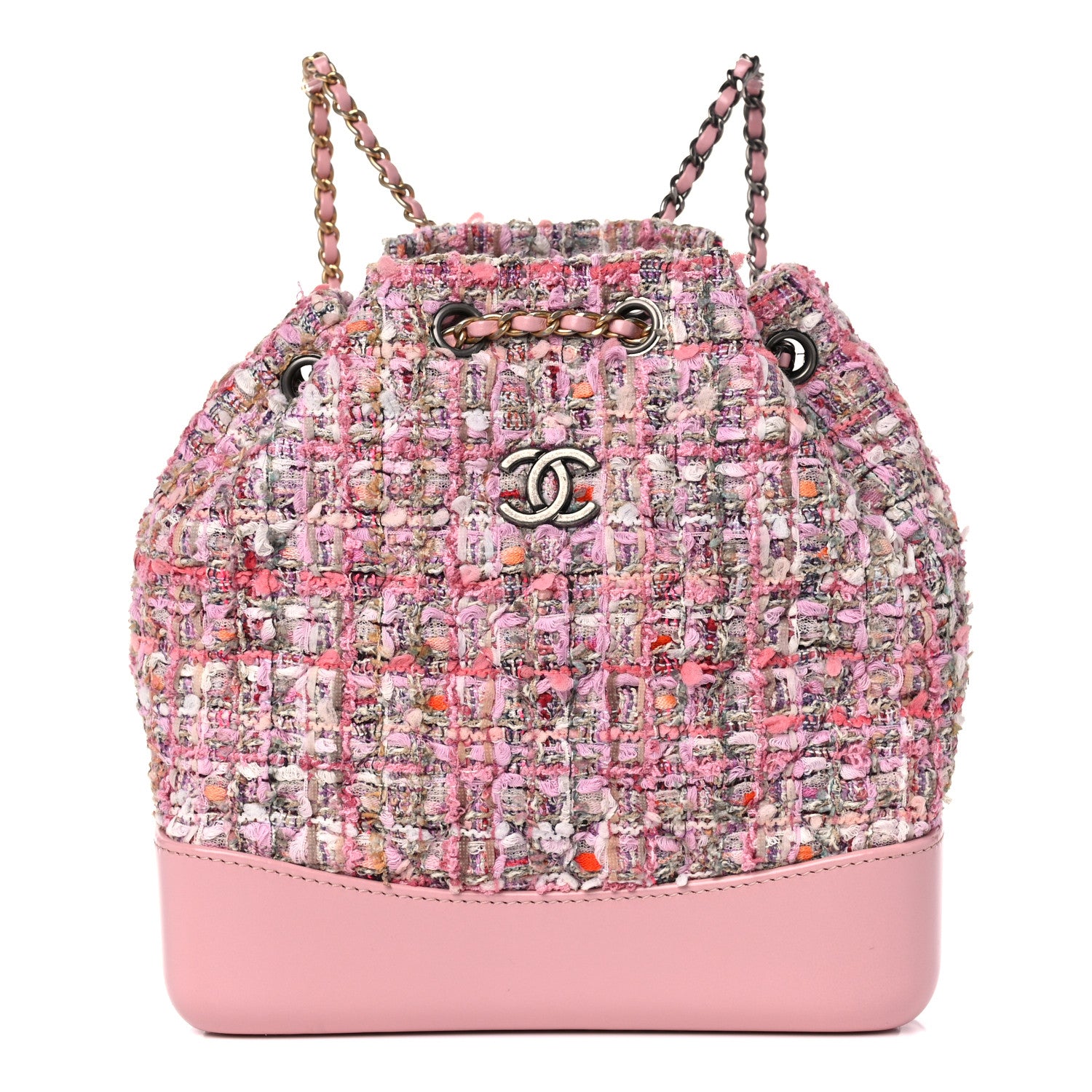 Chanel Tweed Calfskin Quilted Gabrielle Backpack Pink 1 of 14