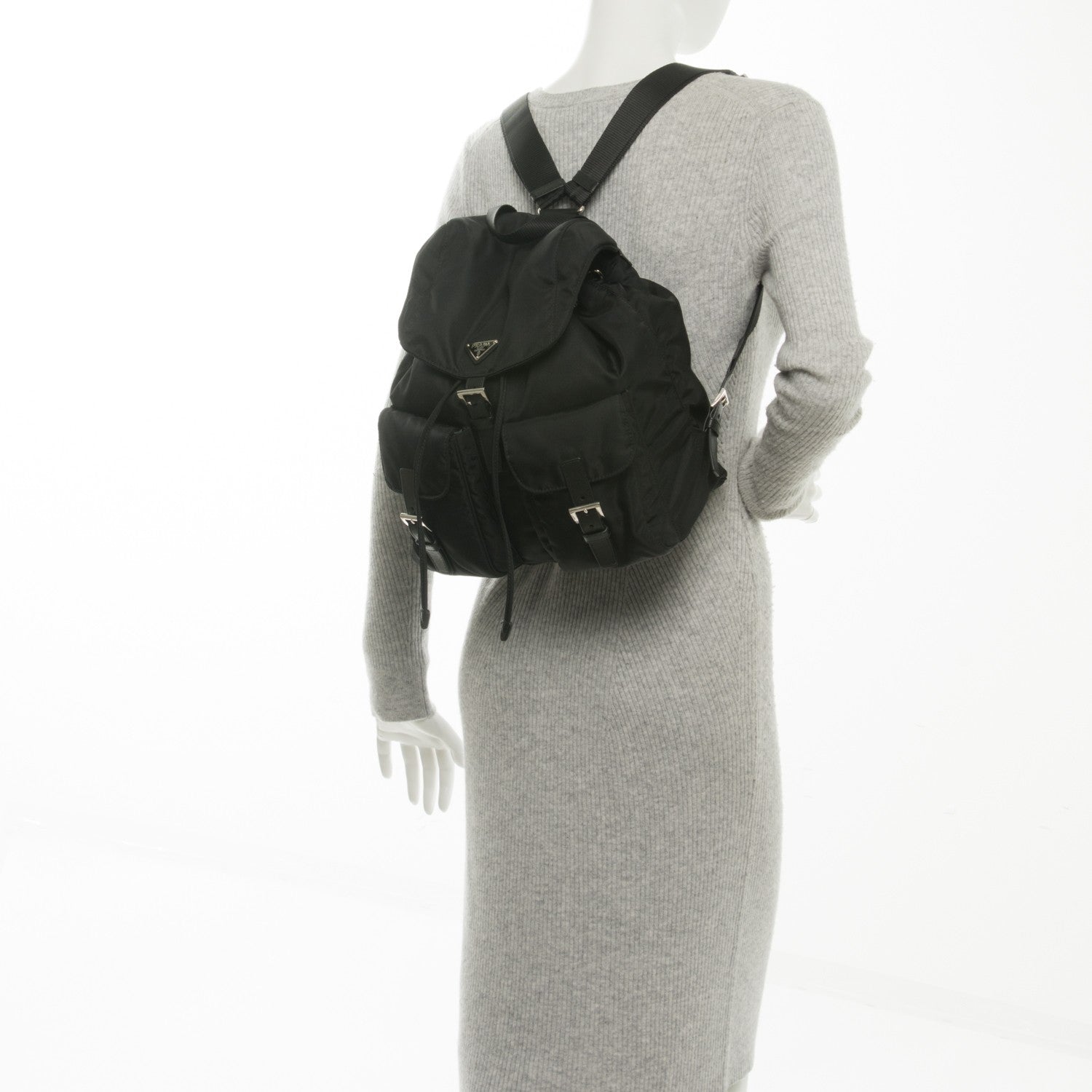 Prada Nylon Vela Medium Backpack Black 2 of 8