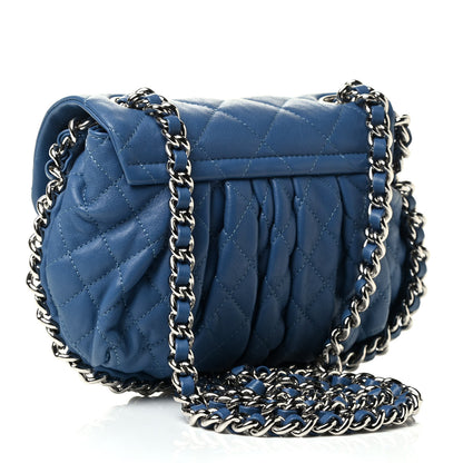 Chanel Washed Lambskin Quilted Mini Chain Around Messenger Blue 2 of 7