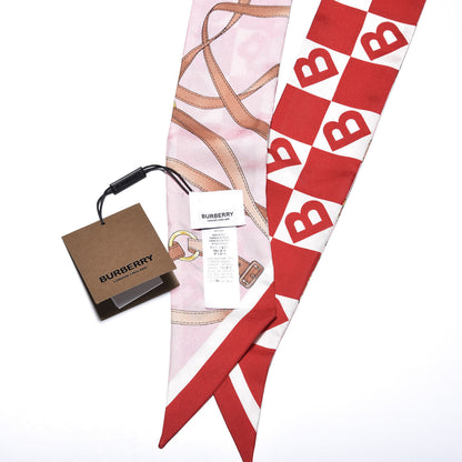 Burberry Silk B Motif Archive Print Skinny Scarf Bright Red 2 of 4