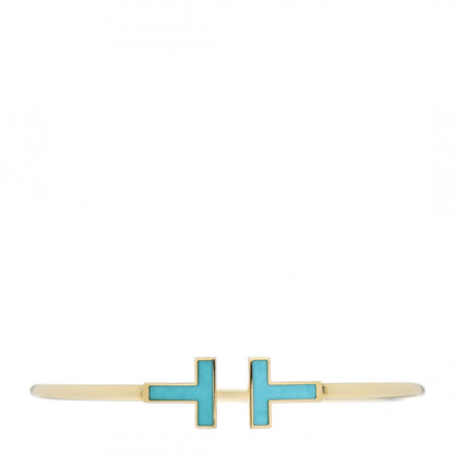 Tiffany 18K Yellow Gold Turquoise T Wire Bracelet 1 of 4