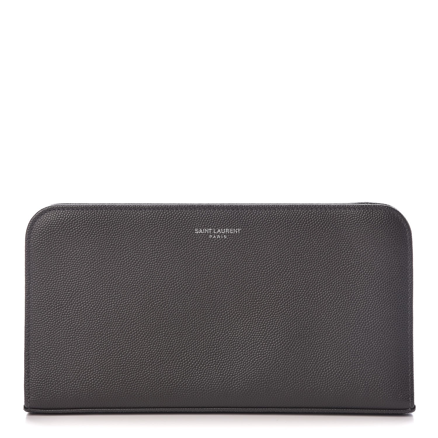 Saint Laurent Grain De Poudre Classic Zip Around Travel Wallet Coal 1 of 9