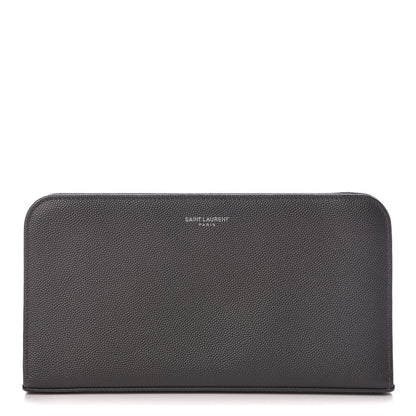 Saint Laurent Grain De Poudre Classic Zip Around Travel Wallet Coal 1 of 9