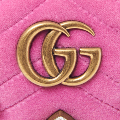 Gucci Velvet Matelasse Marquise Crystals Mini GG Marmont Chain Shoulder Bag Malva 7 of 8