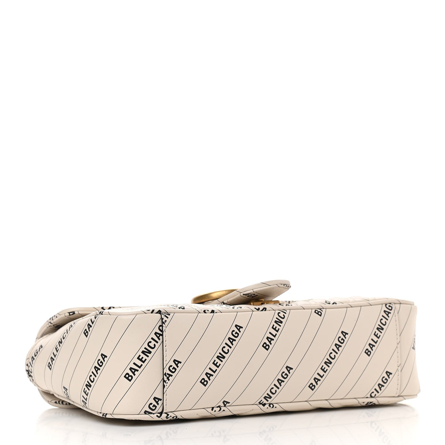 X BALENCIAGA Calfskin Matelasse Logo Print Small GG Marmont Shoulder Bag White