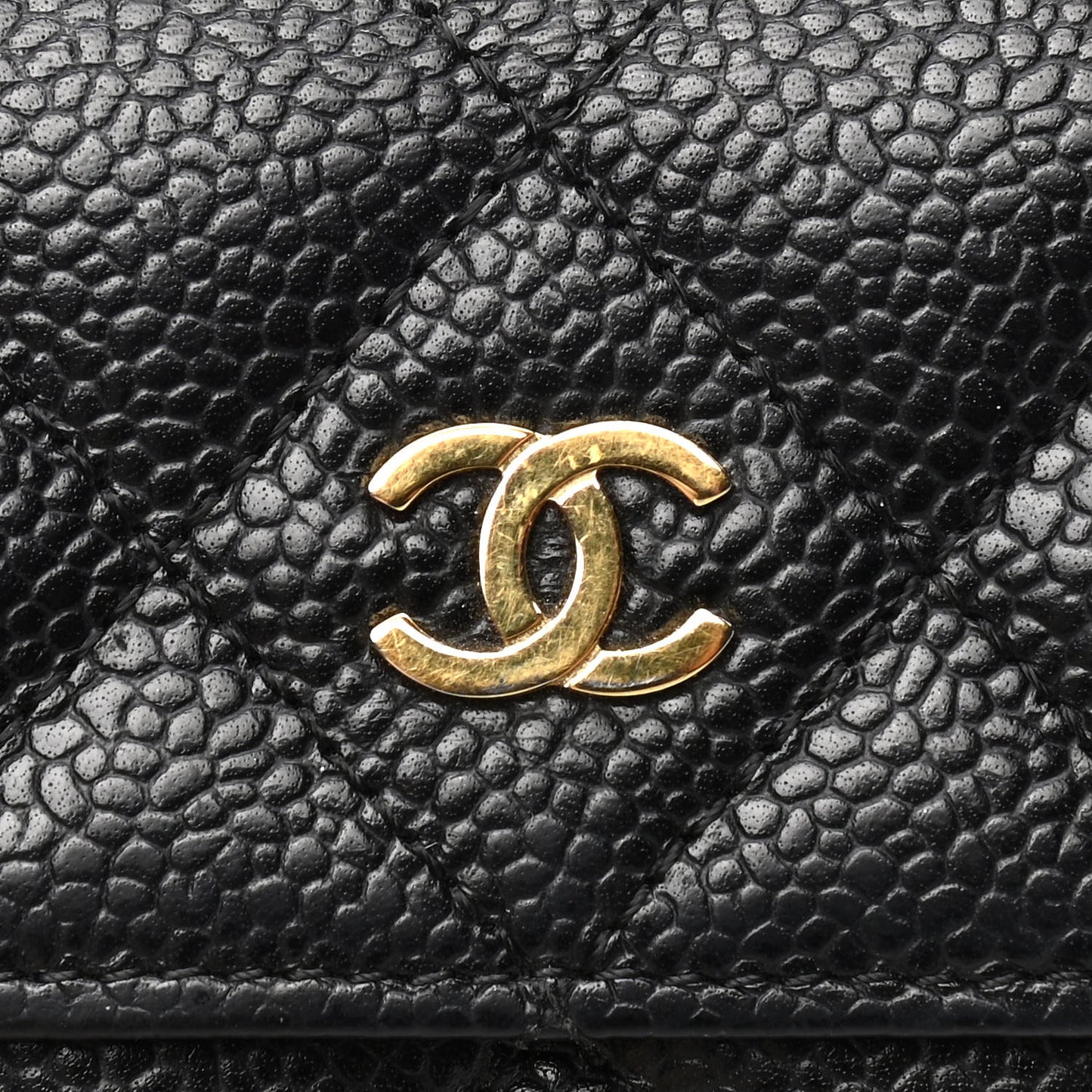 Caviar Quilted Compact French Flap Wallet Black