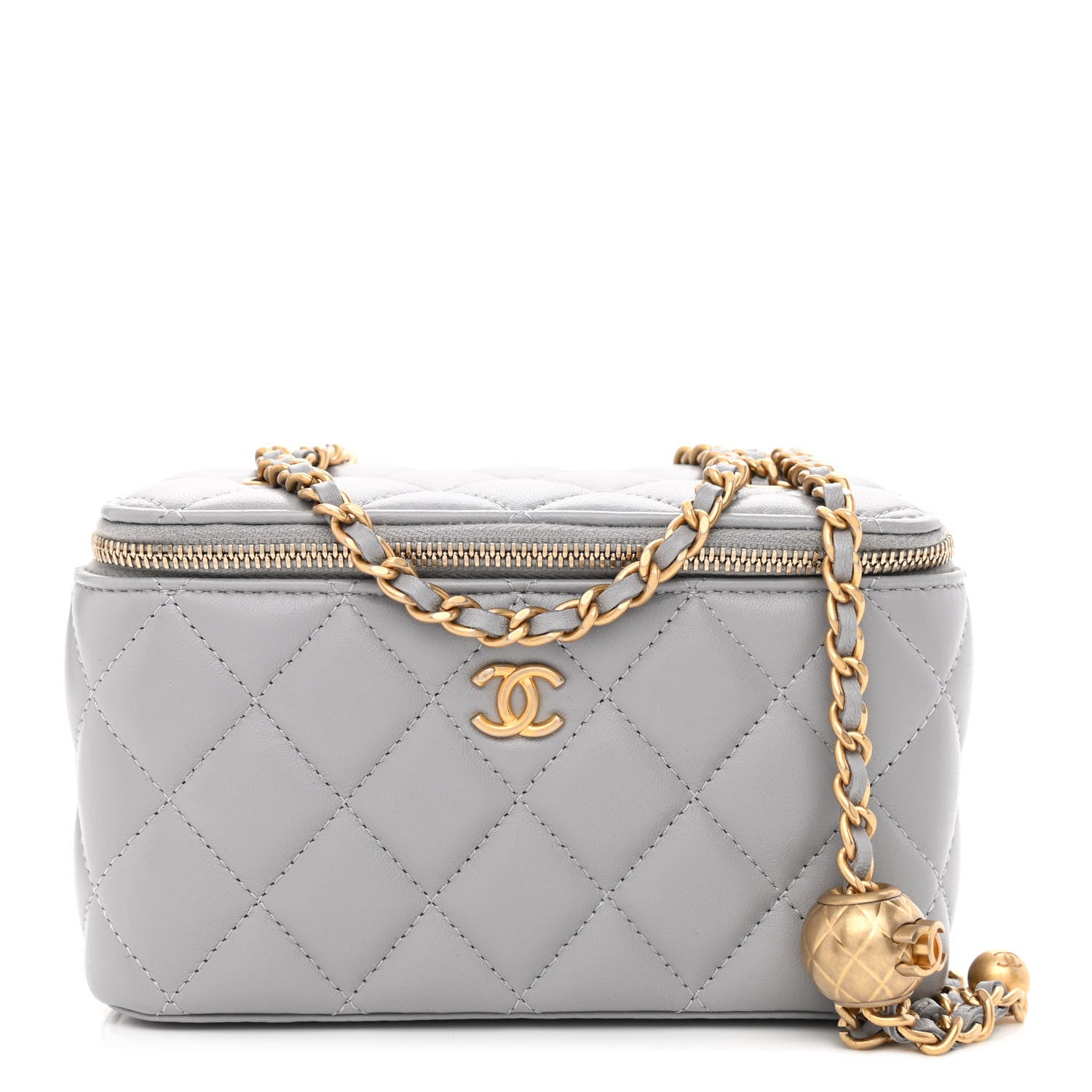 Chanel Lambskin Quilted Small Pearl Crush Vanity Case With Chain Grey 1 of 11