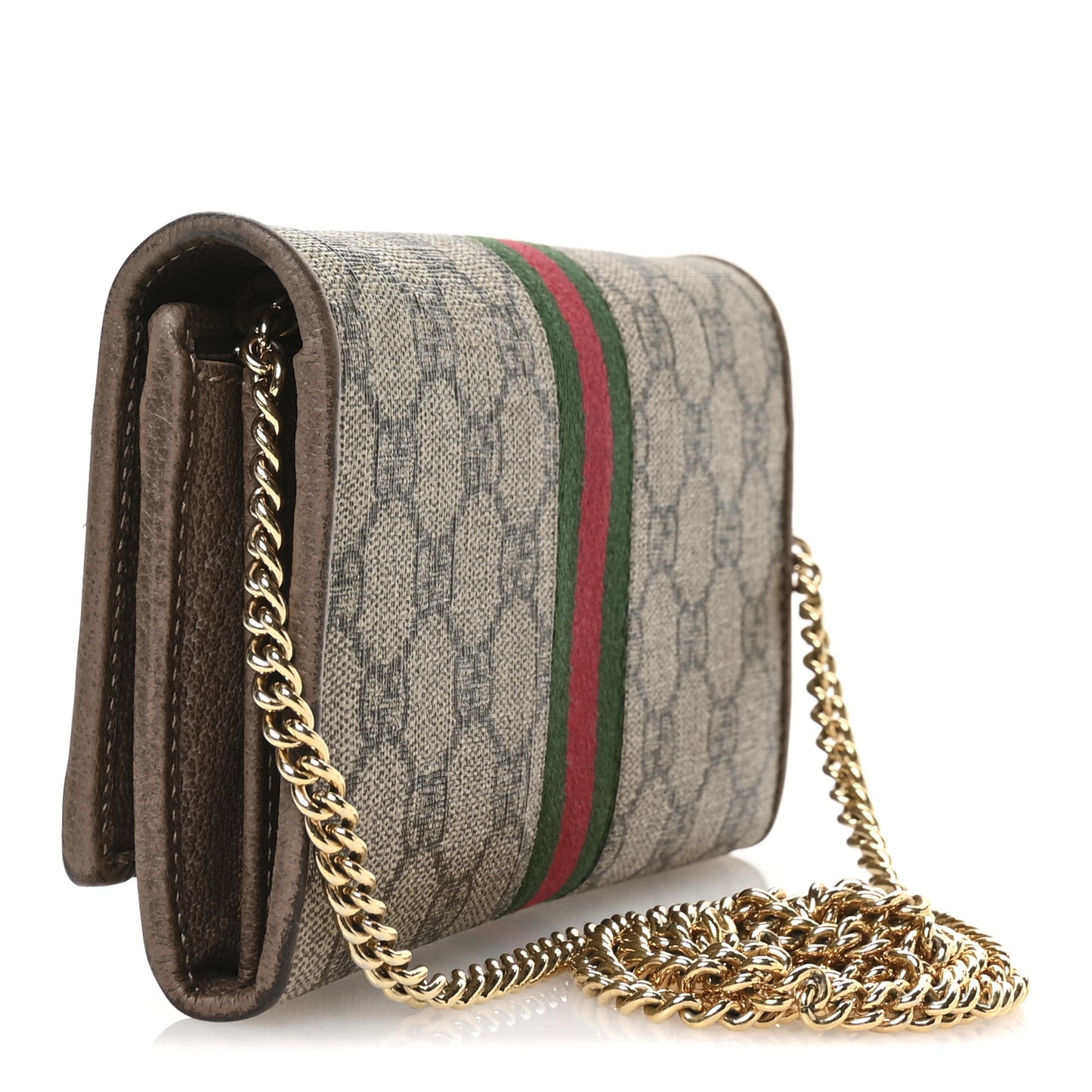 GG Supreme Monogram Web Ophidia Wallet On Chain Brown