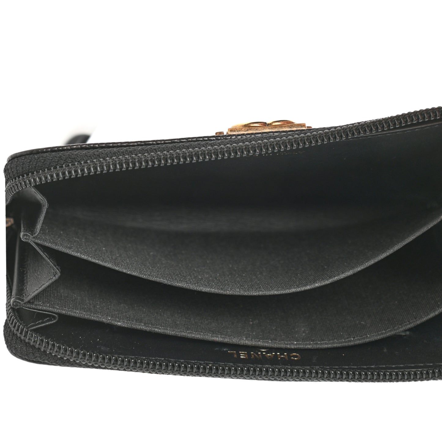 Caviar Quilted Small Boy Zip Around Wallet Black