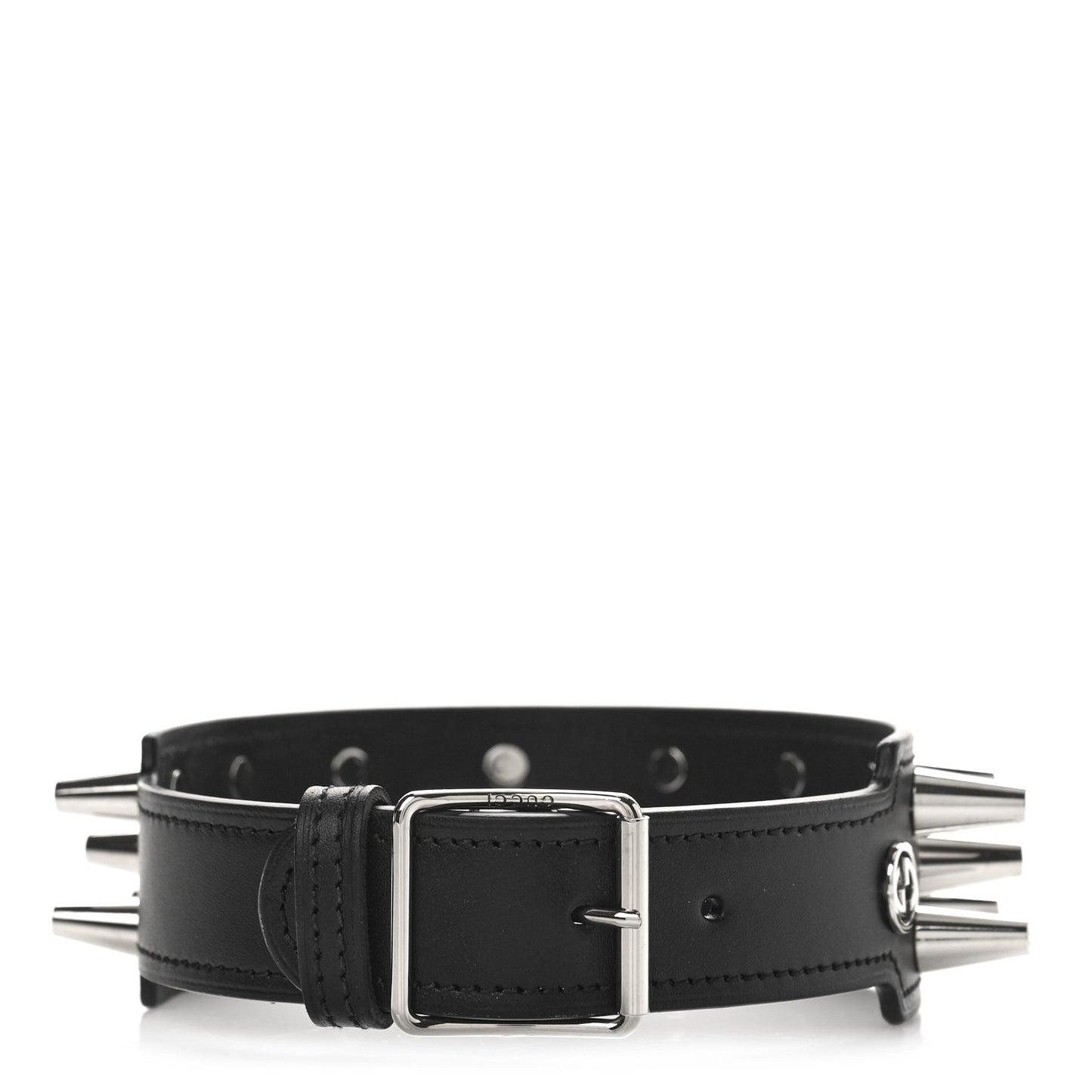 Calfskin Studded Spike Choker Black