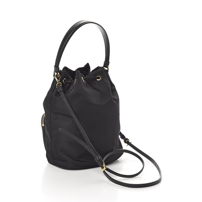 Prada Saffiano Tessuto Nylon Mini Bucket Crossbody Bag Black 2 of 8