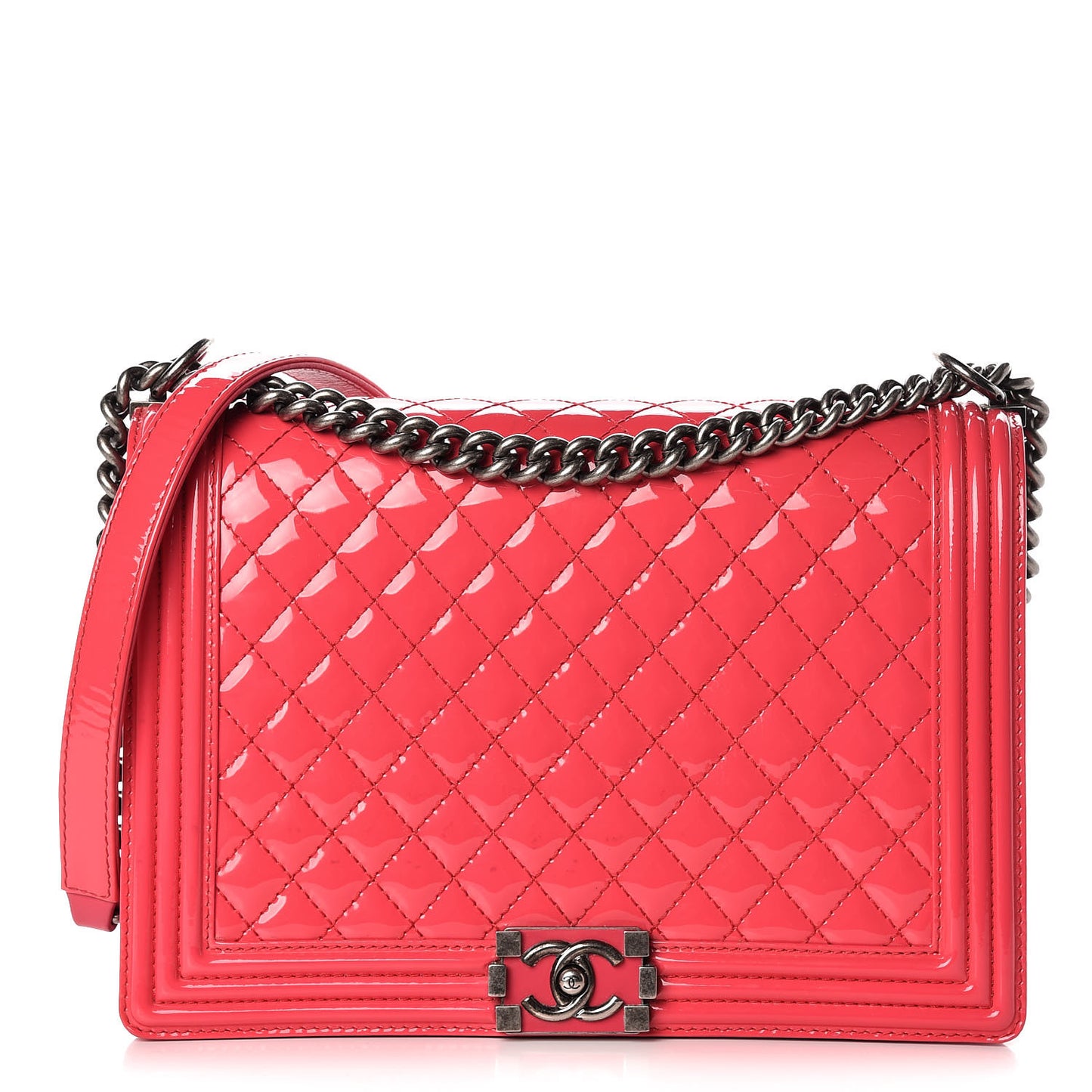 Patent Quilted Large Boy Flap Pink
