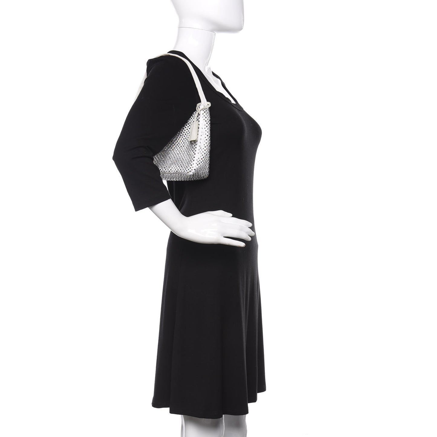 Satin Crystal Mini Re-Edition 2000 Bag White