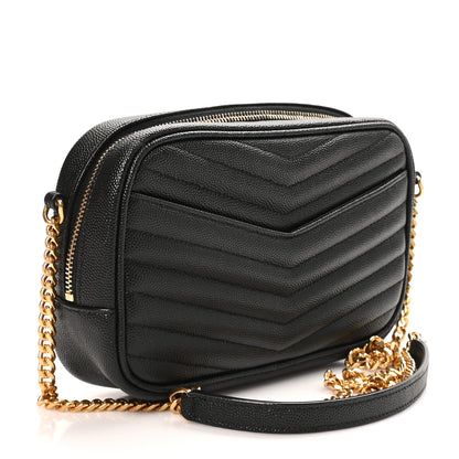 Saint Laurent Grain De Poudre Matelasse Monogram Mini Lou Camera Bag Black 3 of 11