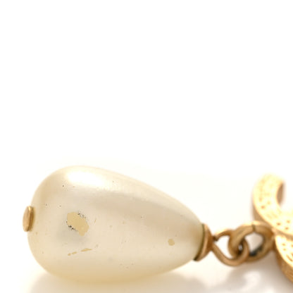 Chanel Metal Crystal Pearl 90s Camellia CC Drop Earrings Gold 5 of 5