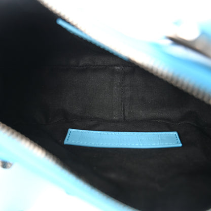 Balenciaga Extra Supple Calfskin Crocodile Embossed Le Cagole Shoulder Bag XS Sky Blue 6 of 11