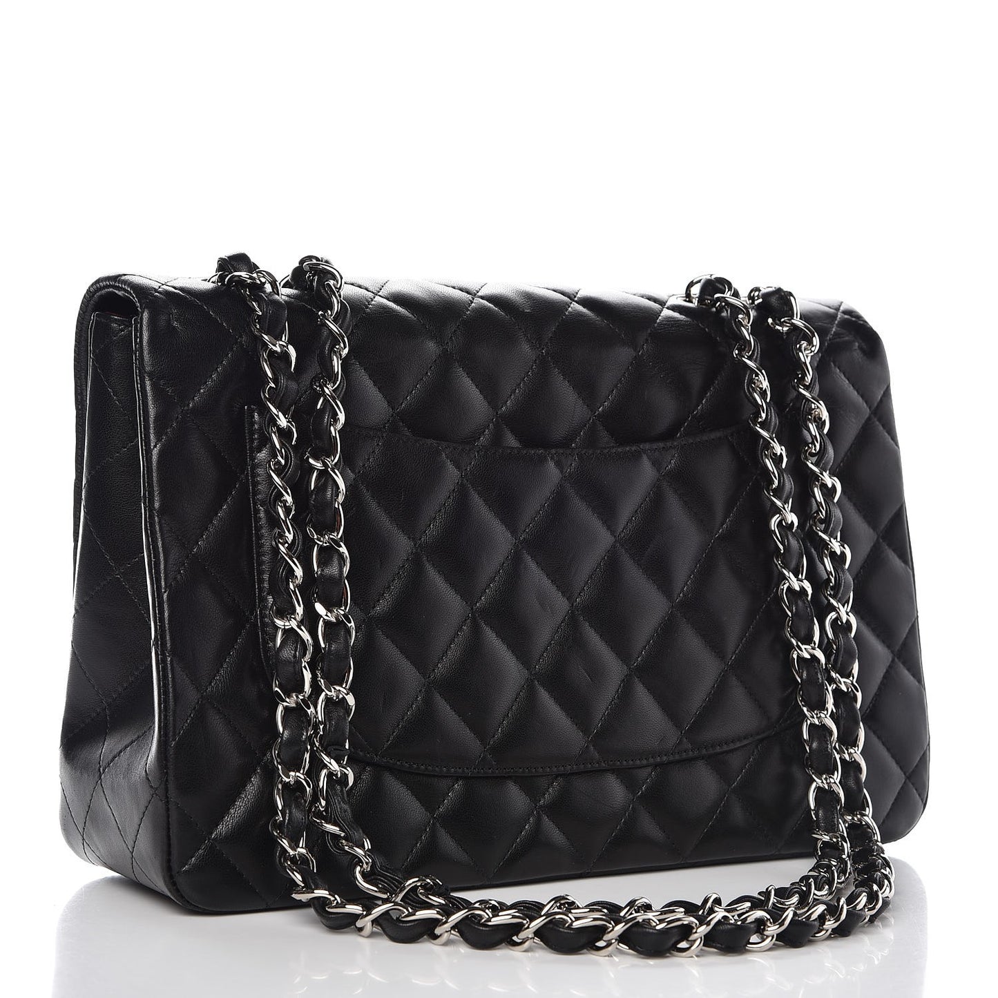 Lambskin Quilted Jumbo Single Flap Black