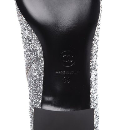 Chanel Glitter Patent Cap Toe Short Boots 38 Silver 6 of 12
