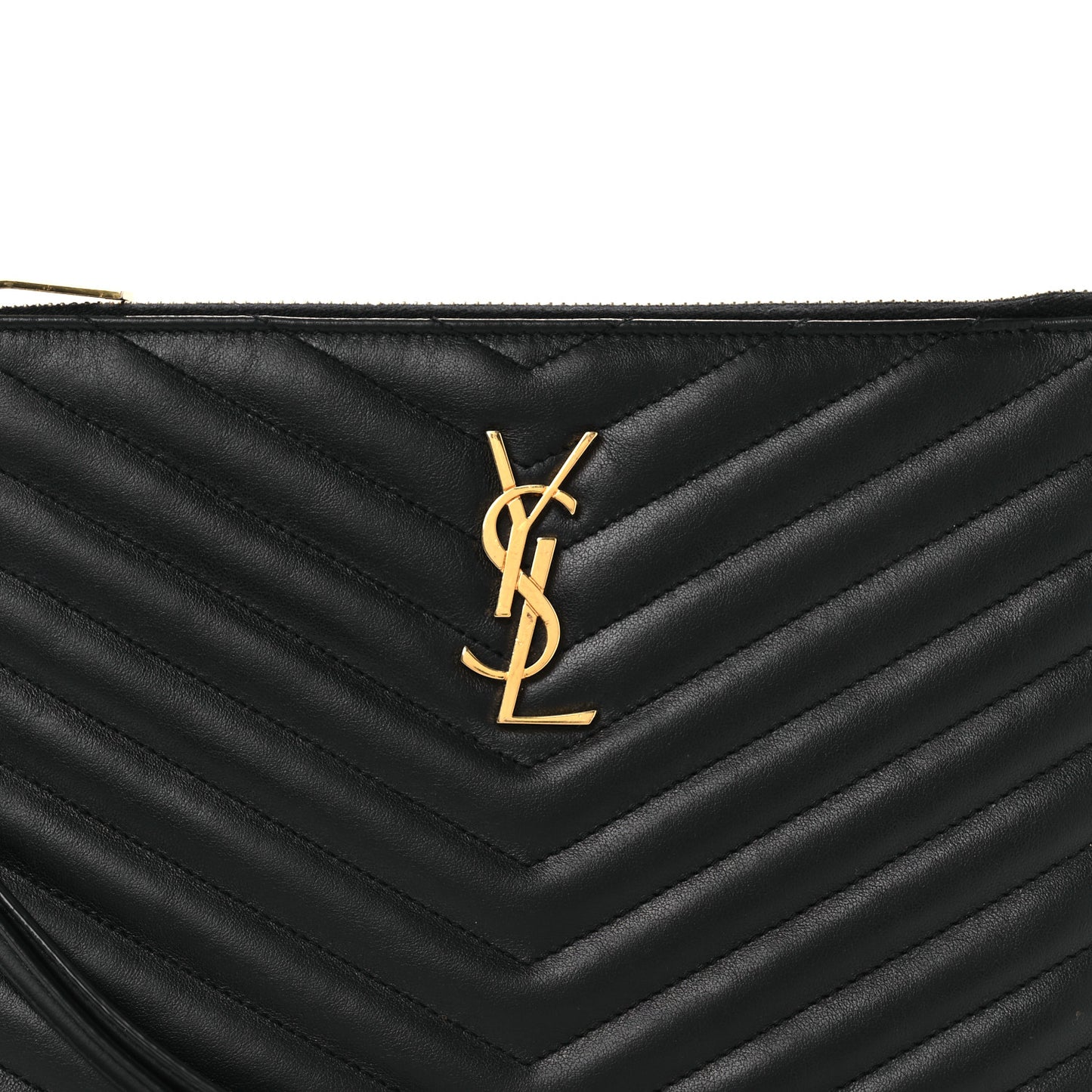 Calfskin Matelasse Chevron Monogram A5 Wristlet Black