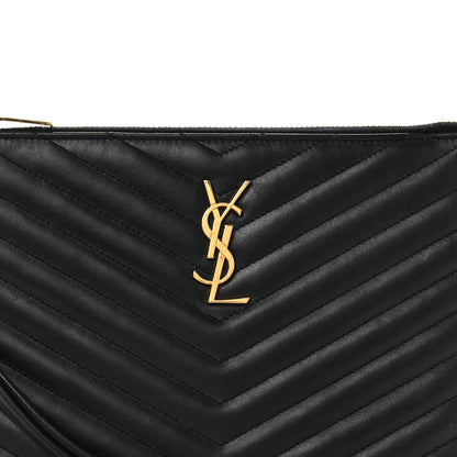 Saint Laurent Calfskin Matelasse Chevron Monogram A5 Wristlet Black 8 of 14