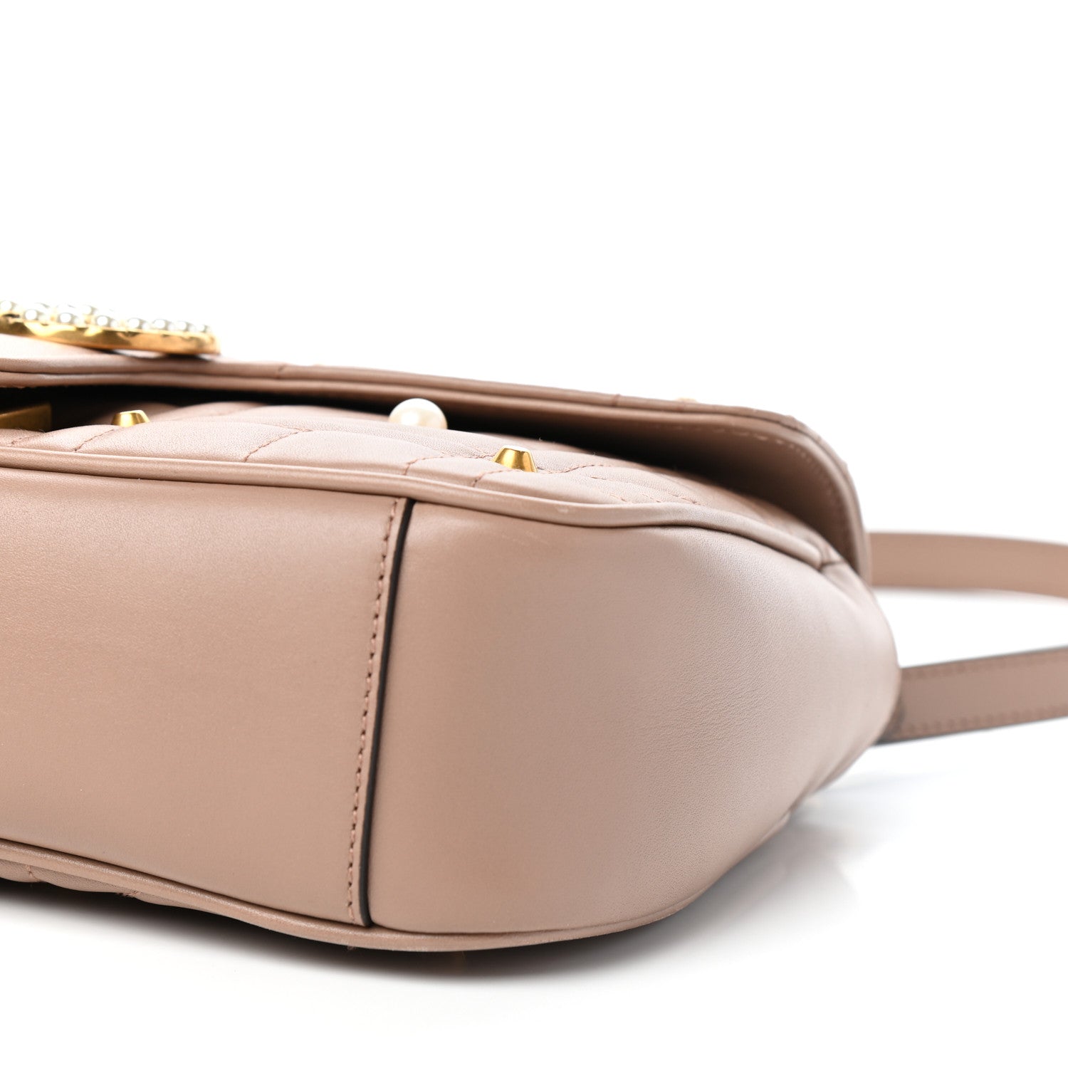 Gucci Calfskin Matelasse Studded Mini Pearly GG Marmont Shoulder Bag Porcelain Rose 9 of 10