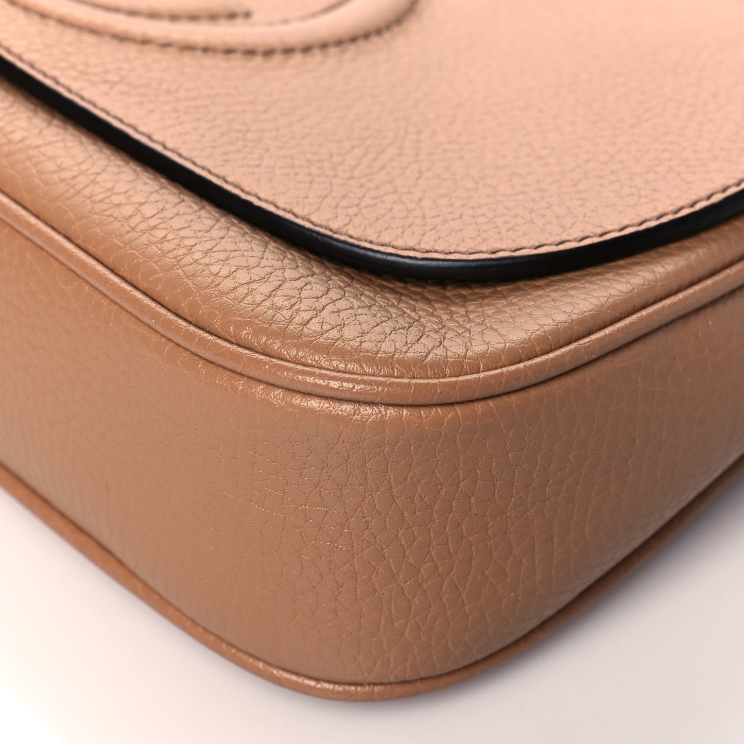 Pebbled Calfskin Medium Soho Flap Crossbody Camelia