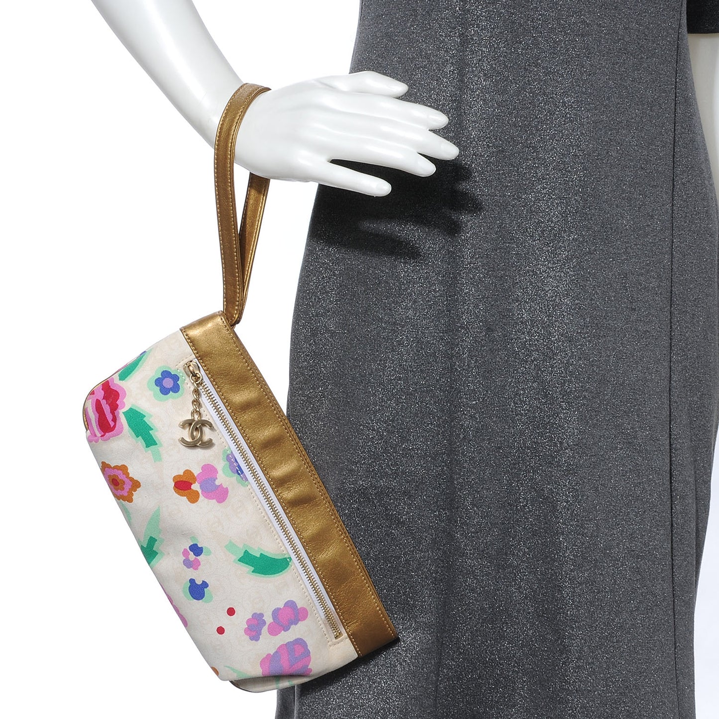 Canvas Floral Wristlet