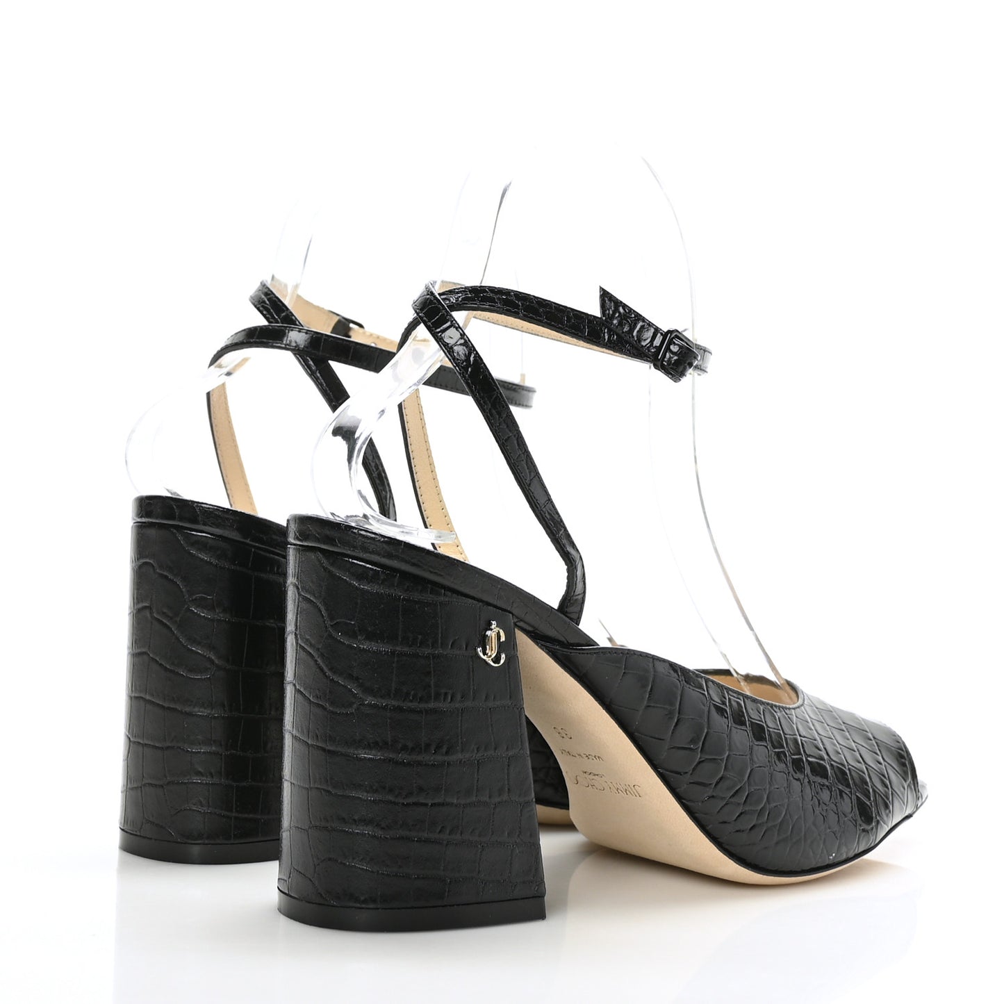 Crocodile Embossed Calfskin Jassidy 85 Pumps 38 Black