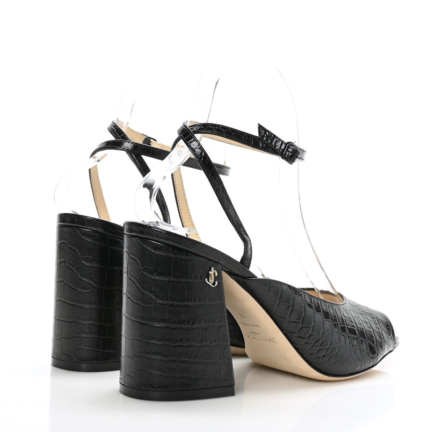 Jimmy Choo Crocodile Embossed Calfskin Jassidy 85 Pumps 38 Black 4 of 7