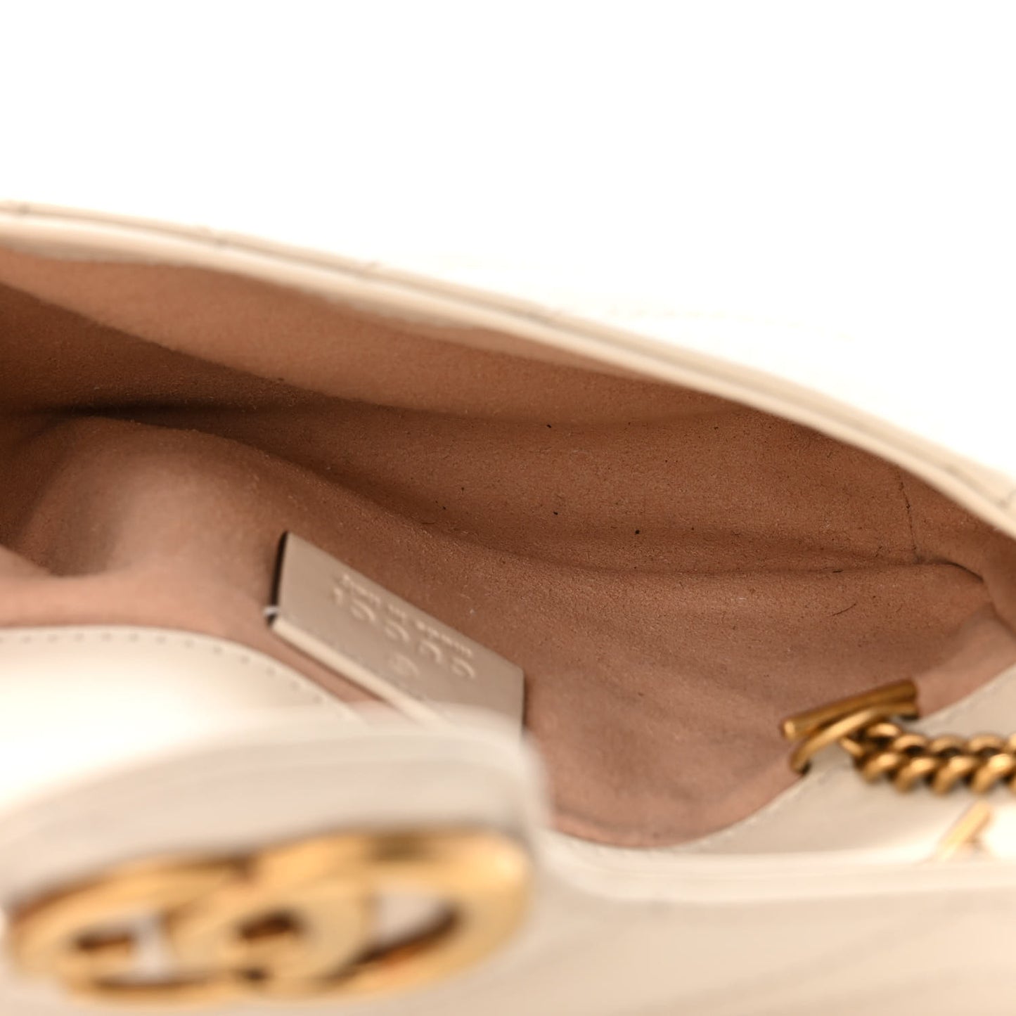 Calfskin Matelasse Super Mini GG Marmont Shoulder Bag White
